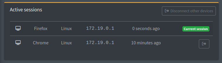 Active sessions card